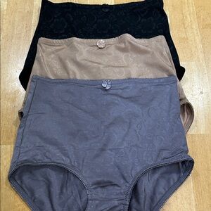 Set of Three High-Waisted Briefs in Black, Tan, and Gray